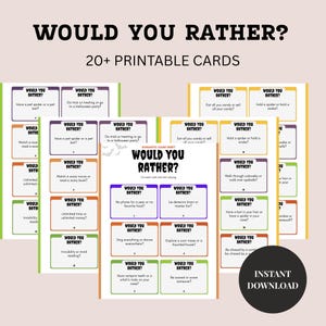 Jogo "Você Prefere?" para Casais - Jogo para Noite de Encontro para Imprimir, Jogo de Cartas Divertido para Casais, Download Digital, Cartão para Iniciar Conversa Romântica