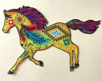 SALE*Multicolor Western Iron On HORSE Applique*Handmade*Timeless Treasures Fabric/301-m