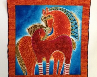 Handmade Iron On HORSE Applique*Laurel Burch 'Embracing Horses' Fabric/224