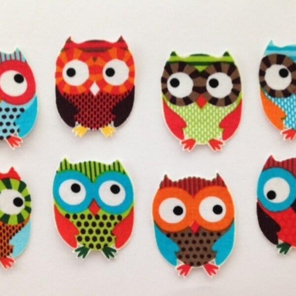 Set of Eight Mini Iron On OWL Appliques*Handmade*Alice Kennedy Designer Fabric*FEW Left/219