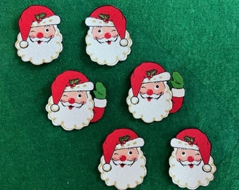 SALE*Six Waving SANTA Head Appliques*Iron On*Handmade/243