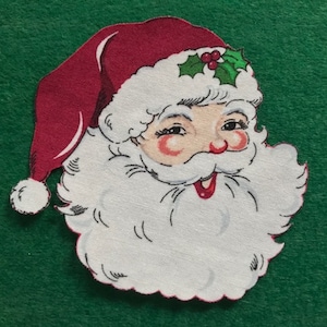 PRICE DROP*Two Iron On SANTA Head Appliques*Handmade/184