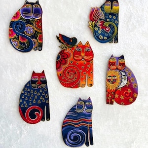 Set of Six Iron On CAT Appliques*Handmade*RARE Laurel Burch Fabric/83