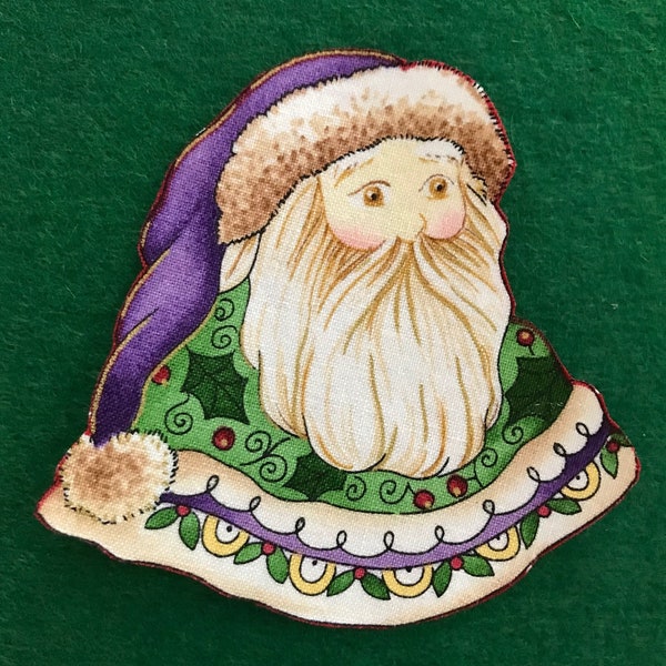 Iron On SANTA Head Applique*Diane Knott Christmas Spirit Fabric*Handmade/317