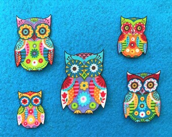 Set of Five Iron On OWL Appliques*Handmade*High Quality Designer Fabric/13