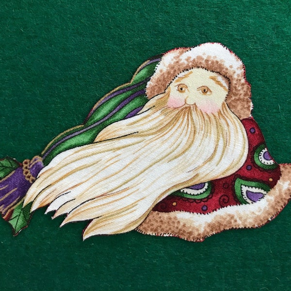 Iron On SANTA Head Applique*Diane Knott Christmas Spirit Fabric*Handmade/319