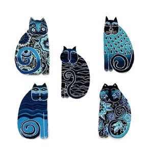 Five Iron On CAT Appliques*Handmade*Laurel Burch Feline Frolic Fabric/298