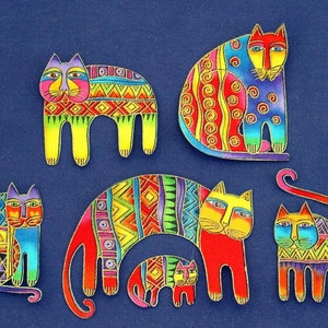 Set of Six Iron On CAT Appliques*Handmade*Very RARE Laurel Burch Fabric/N