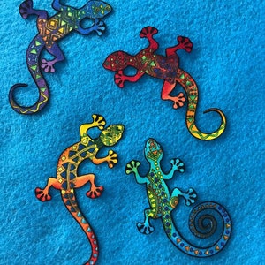 Four Iron On GECKO Appliques*Handmade*Timeless Treasures 'Out West' Fabric/328