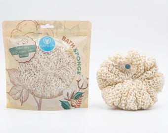 Organic Cotton Bath Sponge for Sensitive Skin, Eco-Friendly