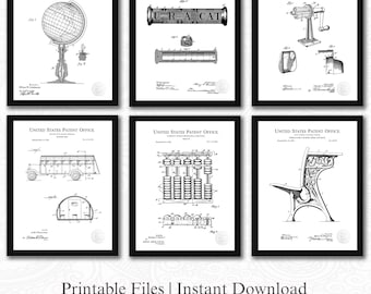 Schulhaus Patentsammlung | Druckfertige Downloads | Vintage Klassenzimmer Kunst | Lehrer Geschenk | Haus Dekor | Weißer Hintergrund