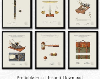 Vintage Law Patent Collection | Set of 6 Legal Office Patent Prints | Linen Background | 3 Ratios: 16 Files | Lawyer Attorney Gift