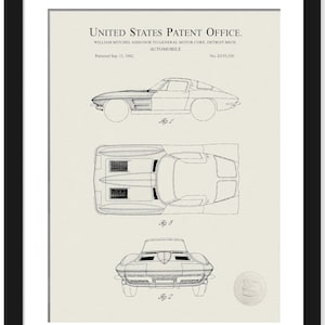 1962 Corvette Automobile Patent | Printable Download | Linen Background | Muscle Car Decor | Gift for Car Enthusiast | Gift For Stingray Fan