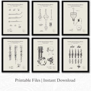 Surgical & Medical Patents | Ready to Print Downloads | Medical Clinic Art | Doctor Office Decor | Gift for Surgeon | Linen Background