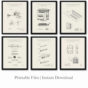 Vintage Cigar Patents | Set of 6 JPG Downloads | Linen Background | Man Cave Decor | Cigar Lounge Decor | Gift for Cigar Aficionados