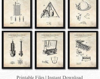 Vintage Mining Patent Collection | 6 JPG Download | Mining Tools Art | Early Mining Equipment | Industrial Decor | Antique Background