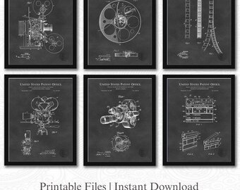 Collection cinéma vintage | Brevets pour la réalisation de films précoces | 6 téléchargements JPG | Décoration hollywoodienne | Cadeau pour cinéphile | Fond de tableau