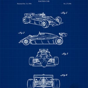 Pode incluir: Planta de uma patente de carro de corrida, apresentando quatro vistas detalhadas do ve&iacute;culo. A imagem inclui o texto "UNITED STATES PATENT OFFICE" e "TEAM LOTUS INTERNATIONAL LIMITED, NORFOLK, ENGLAND". Patenteado em 16 de outubro de 1984.