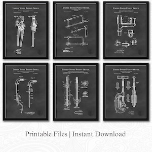 Plumbing Patent Collection | Ready to Print Downloads | Workshop Wall Decor | Gift for Plumber | Chalkboard Background