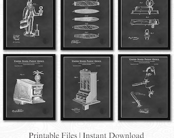 Brevets de cigares vintage | Lot de 6 téléchargements JPG | Arrière-plan du tableau | Décoration de salon de cigares | Cadeau pour amateur de cigares | Art mural imprimable
