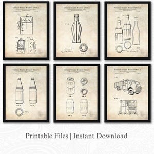 Coca-Cola Patent Collection | Set of 6 JPG Downloads | Antique Background | Americana Decor | Retro Kitchen Decor | Coke Memorabilia