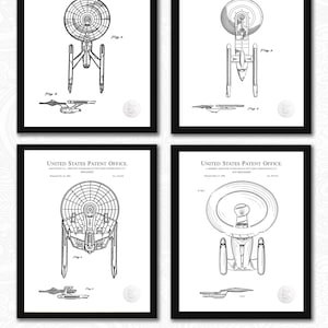 Federation Starship Patent Set | 4 JPG Files | 80&#39;s Sci-fi Memorabilia | Gift for Star Trek Fan | Trekkie Decor | White Background