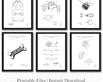 Dog Invention Patents | Set of 6 JPG Image Downloads | White Background | 3 Ratios: 16 Files Included | Instant Download | Dog lover Gift