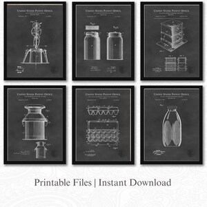 Farmhouse Kitchen Patents | 6 JPG Downloads | Chalkboard Background | Rustic Country Decor | Vintage Farmhouse Art | Early Americana Decor