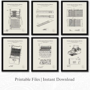 Accountant Office Decor | Vintage Accounting Patents | 6 JPG Downloads | CPA Gift | Office Wall Art | Linen Background