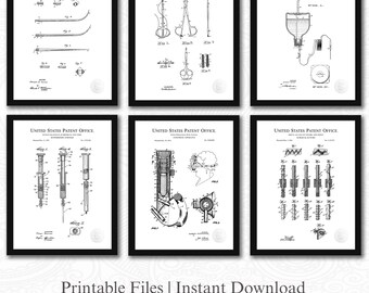 Patentes Cirúrgicas e Médicas | Downloads Prontos para Imprimir | Arte para Clínica Médica | Decoração para Consultório Médico | Presente para Cirurgião | Fundo Branco