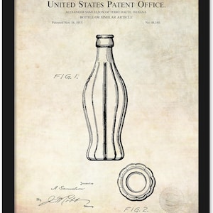 1915 Coca-Cola Bottle Patent | JPG Download | Antique Background | Soda Shop Decor | Beverage Wall Art | Gift for Coke Collector