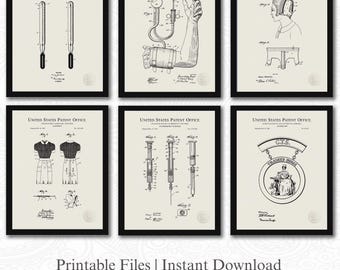 Vintage Nursing Patent Collection | 6 JPG Download | Healthcare Decor | Gift for Caregiver | Gift for Nurse | Linen background