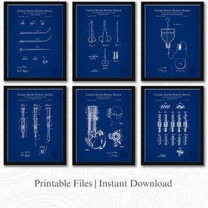 Surgical & Medical Patents | Ready to Print Downloads | Medical Clinic Art | Doctor Office Decor | Gift for Surgeon | Blueprint Background