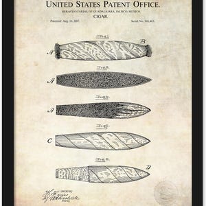 1887 Cigar Patent | JPG Download | Antique Background | Cigar Lounge Decor | Gift for Cigar Lover | Vintage Man Cave Art | Pub Wall Art