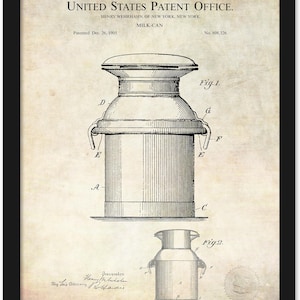 1905 Milk Can Patent | JPG Download | Antique Background | Farmhouse Wall Art | Vintage Dairy Decor | Rustic Kitchen Printable