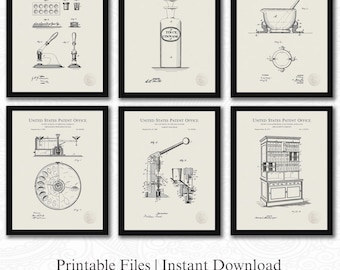 Vintage Pharmacy Patent Collection | 6 JPG Download | Apothecary Tools Art | Druggist Decor | Gift for Pharmacist | Linen Background