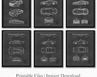 Classic Luxury Car Patents | Chalkboard Background | 3 Common File Ratios: 16 Files Included | Gift For Aston Martin Fan