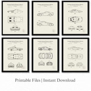Corvette Patent Collection | Set of 6 JPGs images | Linen Background | 3 Ratios: 16 Files Included | Gift For Chevrolet Enthusiast