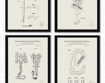 Colección de patentes de escalada vintage / 4 descargas JPG / Decoración de montañismo / Decoración de exteriores / Regalo para escaladores / Fondo de lino
