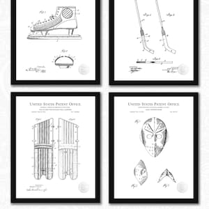 Hockey Goalie Patents Set | 6 JPG Downloads | Antique Ice Hockey Art | PrintableWall Decor | Gift for Hockey Fan | White Background