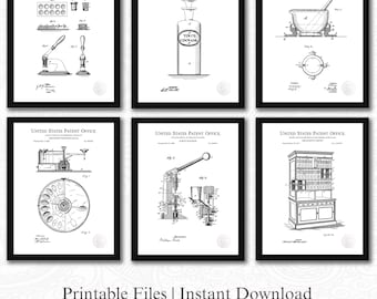 Vintage Pharmacy Patent Collection | 6 JPG Download | Apothecary Tools Art | Druggist Decor | Gift for Pharmacist | White Background