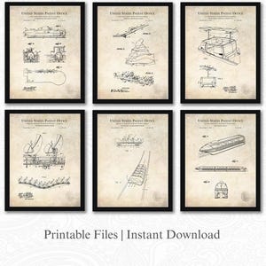Classic Disneyland Ride Patents | Set of 6 JPG Image Downloads | Antique Background | 3 Ratios: 16 Files Included | Instant Download