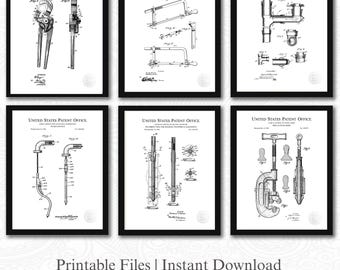 Plumbing Patent Collection | Ready to Print Downloads | Workshop Wall Decor | Gift for Plumber | White Background