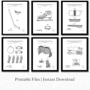 Vintage Hockey Patent Collection | 6 JPG Downloads | Antique Sports Wall Art | Gift for Hockey Fans | White Background
