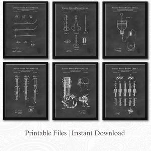 Surgical & Medical Patents | Ready to Print Downloads | Medical Clinic Art | Doctor Office Decor | Gift for Surgeon | Chalkboard Background