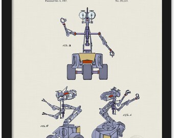 1987 Toy Robot Patent Art | JPG Download | 80's Sci-fi Decor | Retro Sci-Fi Decor | Gift for Short Circuit Movie Fan | Linen Download
