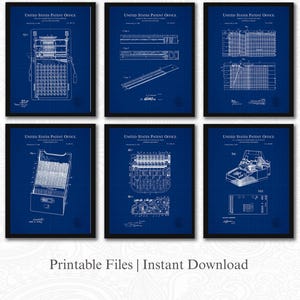 Accountant Office Decor | Vintage Accounting Patents | 6 JPG Downloads | CPA Gift | Office Wall Art | Blueprint Background