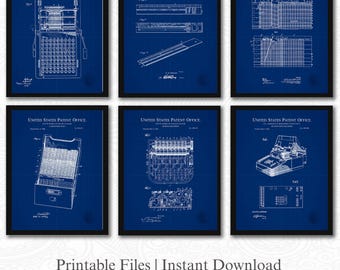 Accountant Office Decor | Vintage Accounting Patents | 6 JPG Downloads | CPA Gift | Office Wall Art | Blueprint Background