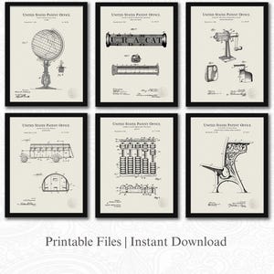 Schoolhouse Patent Collection | Ready to Print Downloads | Vintage Classroom Art | Teacher Gift | Home School Decor | Linen Background
