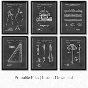 Engineering Tools Patent Set | JPG Download | Engineer Office Decor | Industrial Office Art | Gift for Engineers | Chalkboard Background